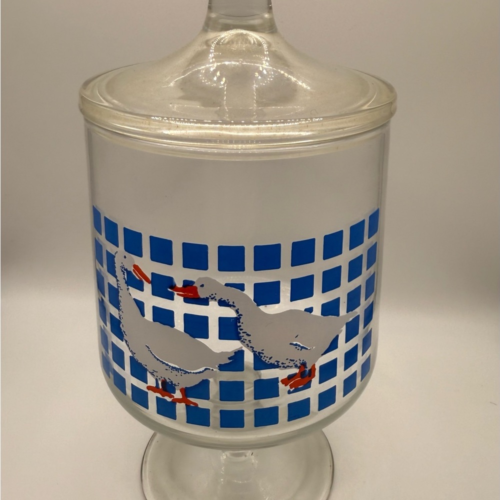 Vintage Geese Cottagecore Carlton Glass Jar